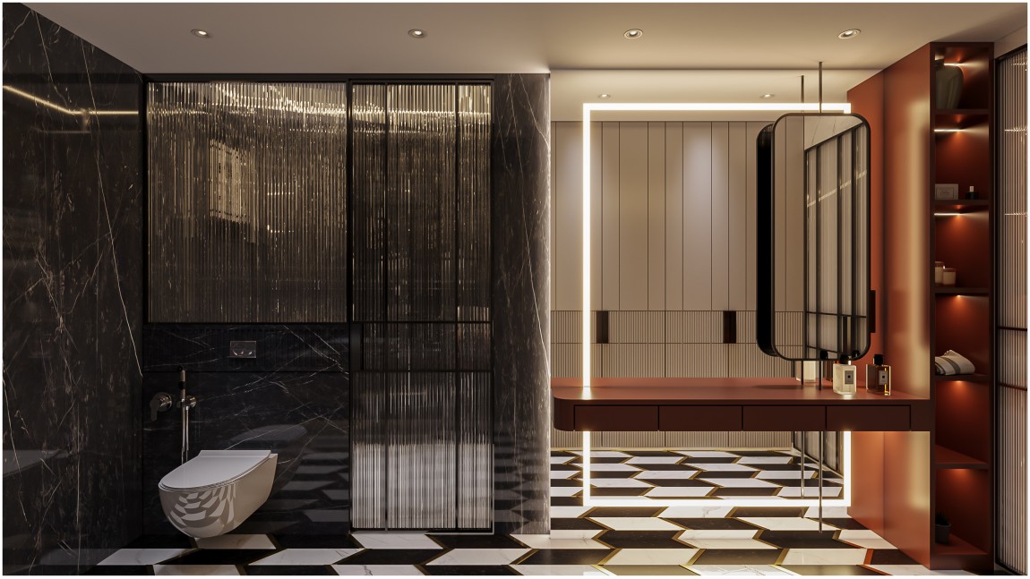 The Gilded Stone Bathroom