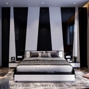 Bedback with White & Black Acrylic accent wall