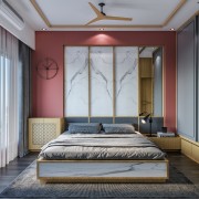 Contemporary Neon-Red Bedroom