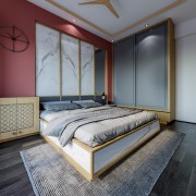 Contemporary Neon-Red Bedroom