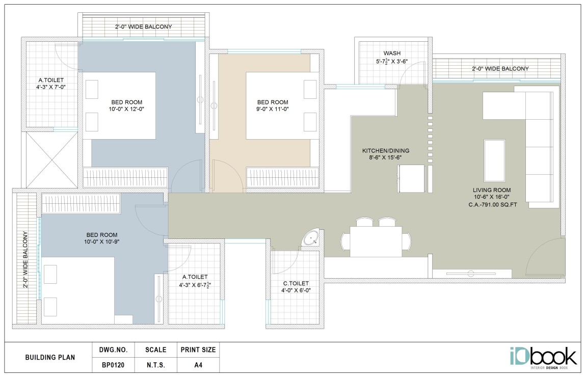 Condense 3 BHK plan