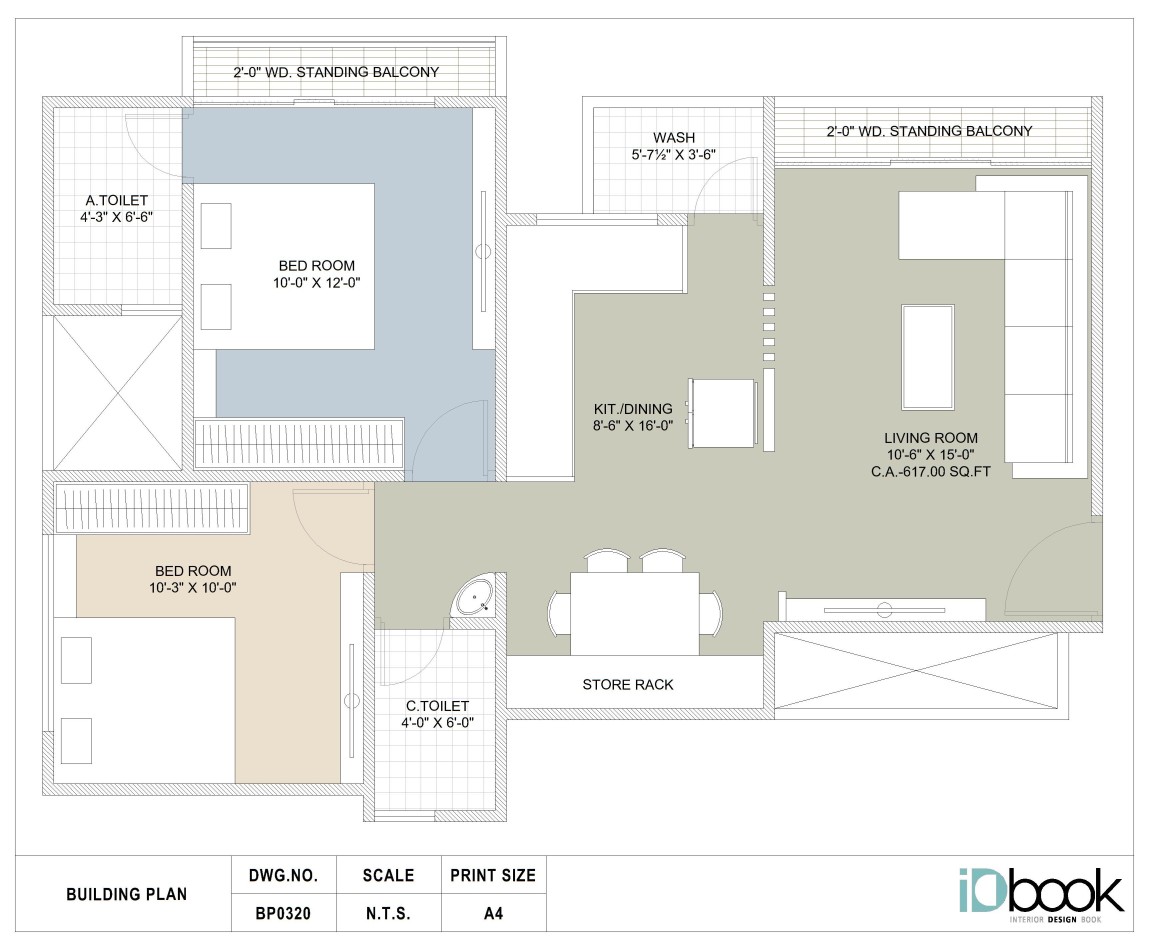 Ideal 2 BHK flat planning