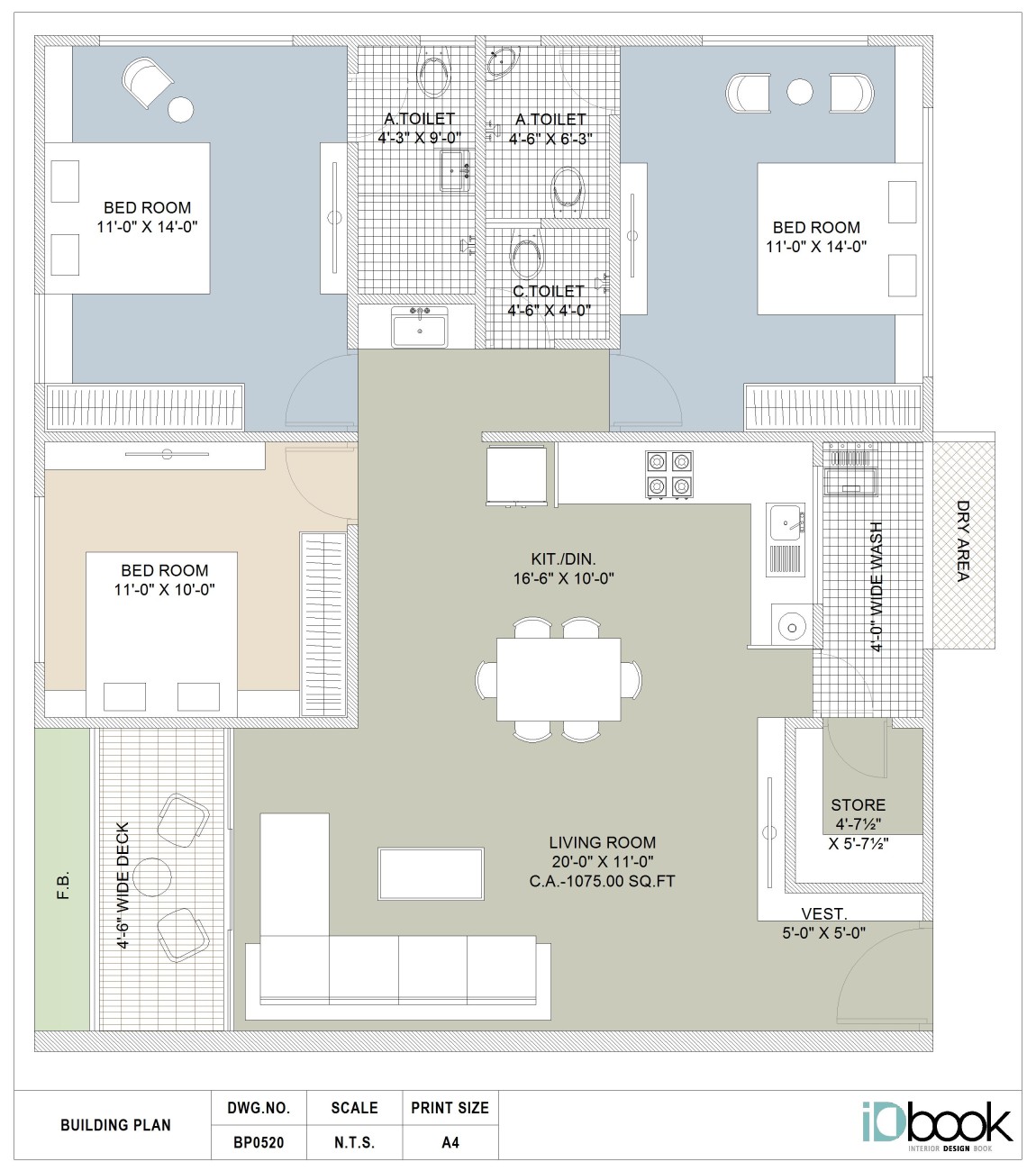 Tidy 3 BHK planning