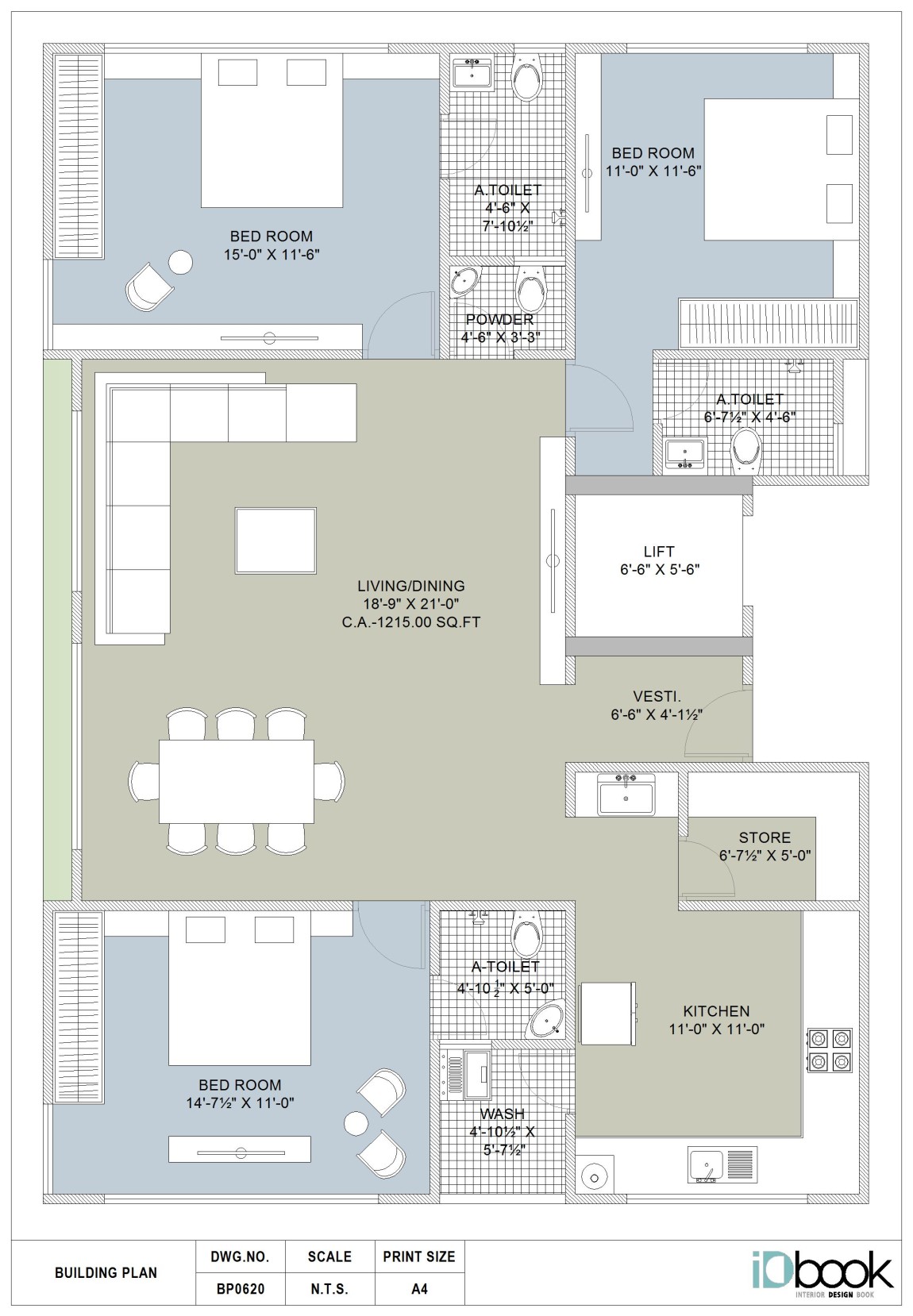 Spacious 3 BHK planning