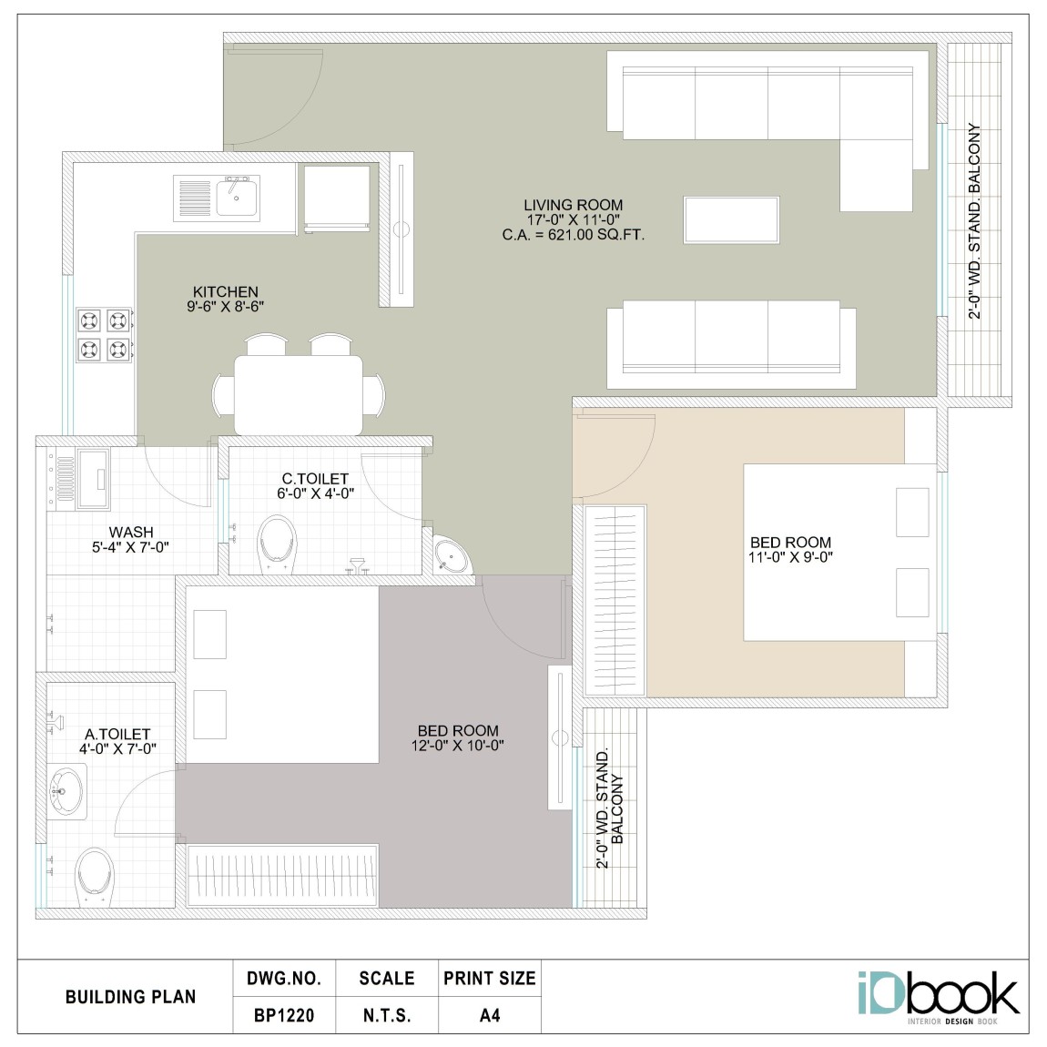 Efficient 2 BHK flat planning