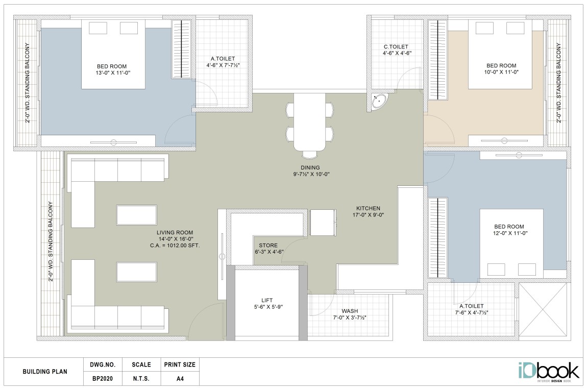3 BHK Planning with abundant decks