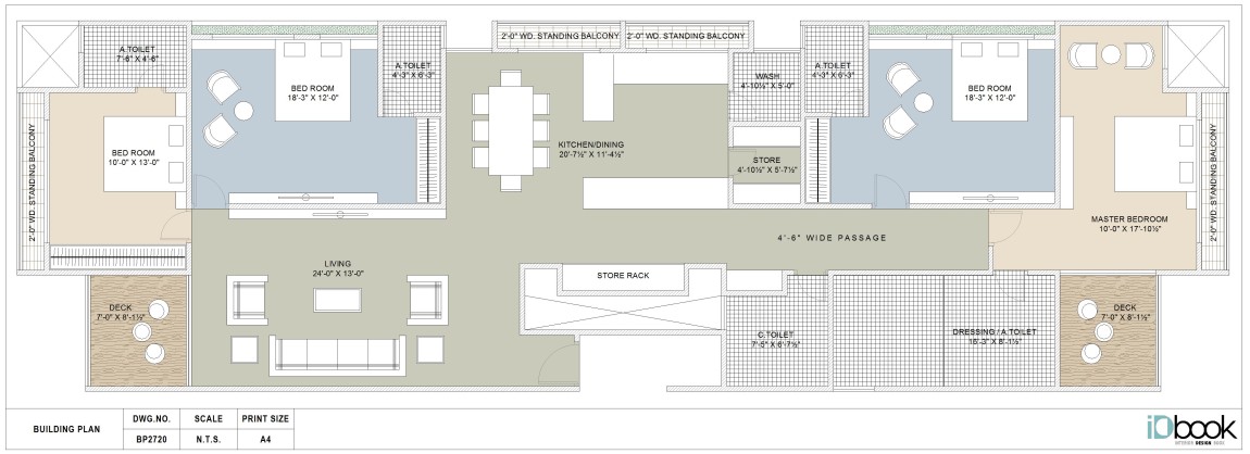 Awe-inspiring plan of 4 BHK flat