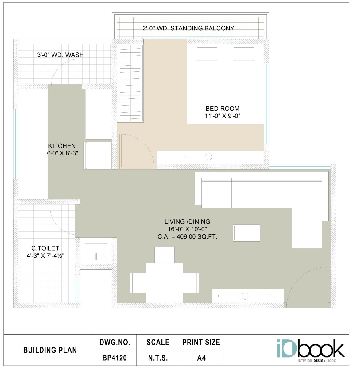 Affordable 1 BHK Flat planning