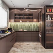 Modern Open Modular Kitchen with Dining Area