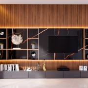 Layered & Luxurious TV Unit Design