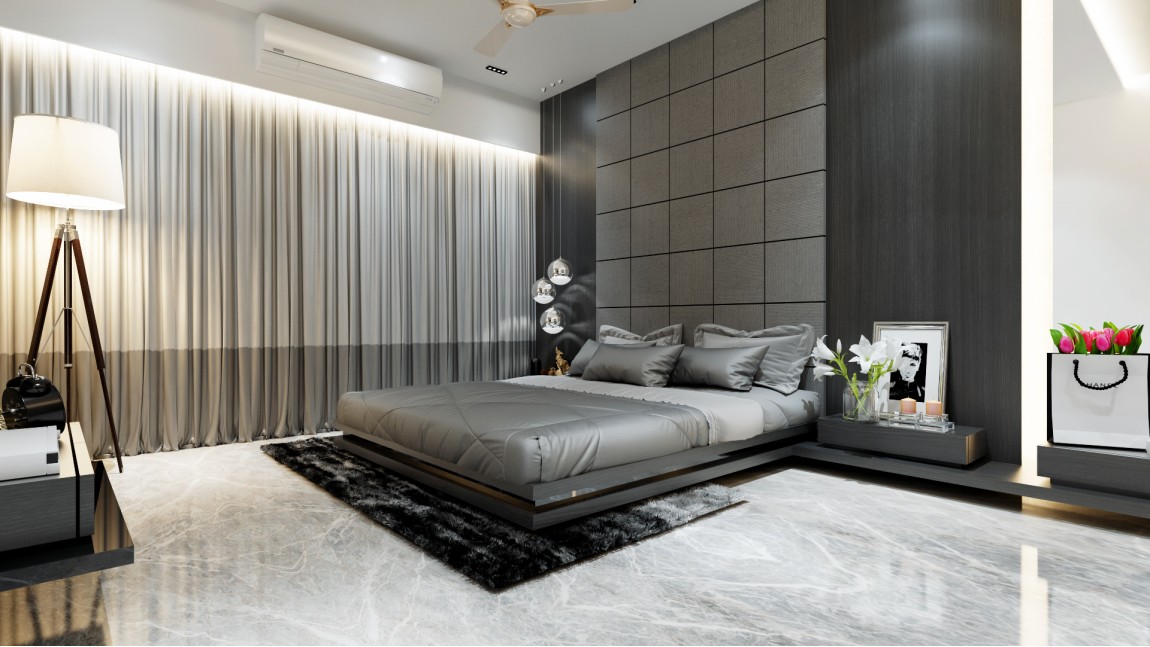 Minimalistic Slate Grey Bedroom