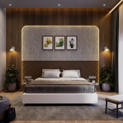 Bed back design with symphonic retreat