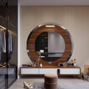 Dressing Table with Round Mirror 