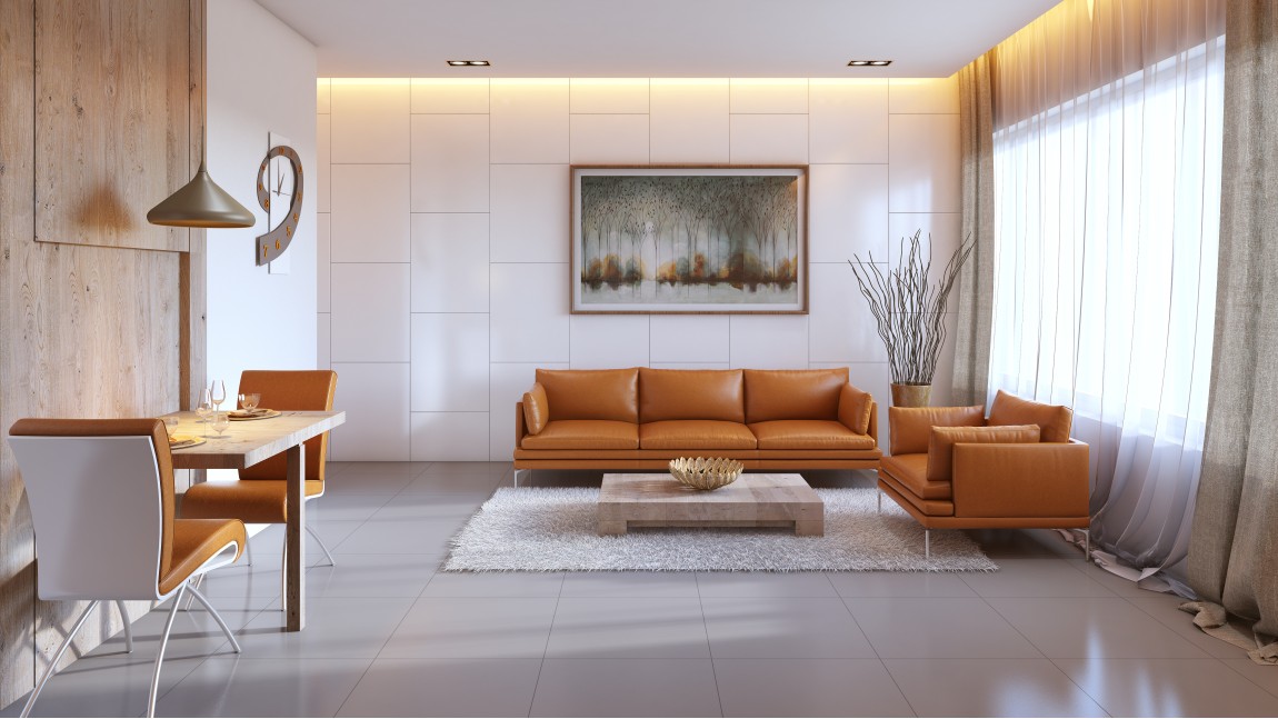 Modern Minimalist Living Room Drawing