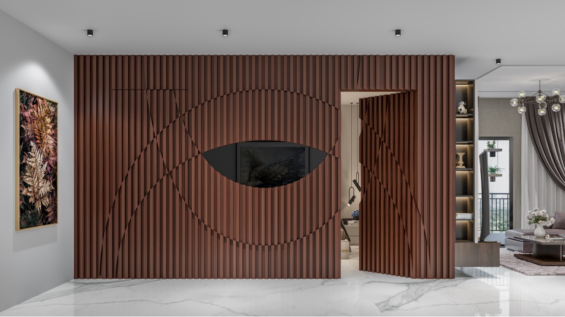 Curvilinear Wooden Wall Paneling